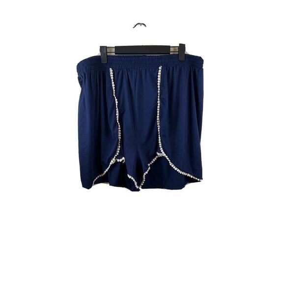 Rue Pants - Rue Plus Women's Blue Shorts w/White Embroidery Size 2X